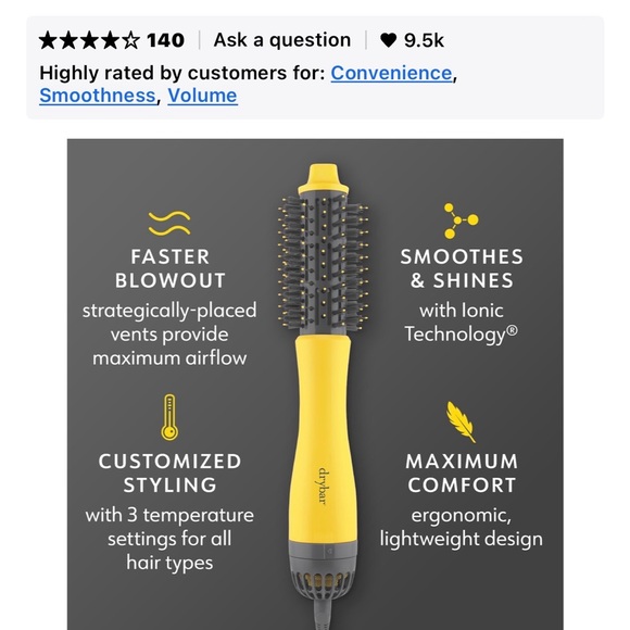 Drybar Yellow Styling Brush with Ionic Technology - Picture 3 of 3
